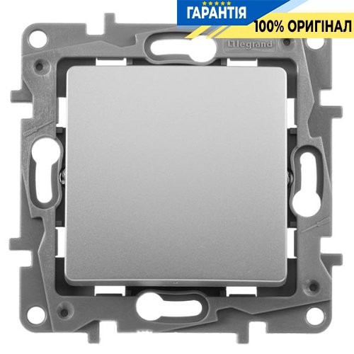 Перемикач проміжний «хрест» 1-клавішний, Legrand Etika 672409, «Алюміній»