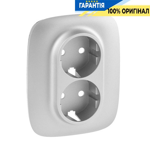Лицьова панель 2-й розетки 2К + З, Legrand Valena Allure 754957, алюміній
