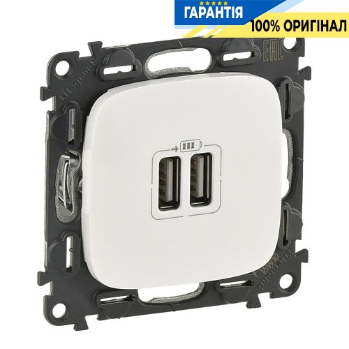 Розетка 2-а USB для зарядки, Legrand Valena Allure 754995, білий