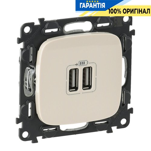 Розетка 2-ая USB для зарядки, Legrand Valena Allure 754996, слоновая кость