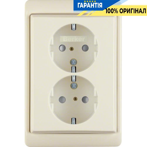 Розетка з з/к і захистом від дітей подвійна, біла, 16А / 250В Berker ARSYS 47290002