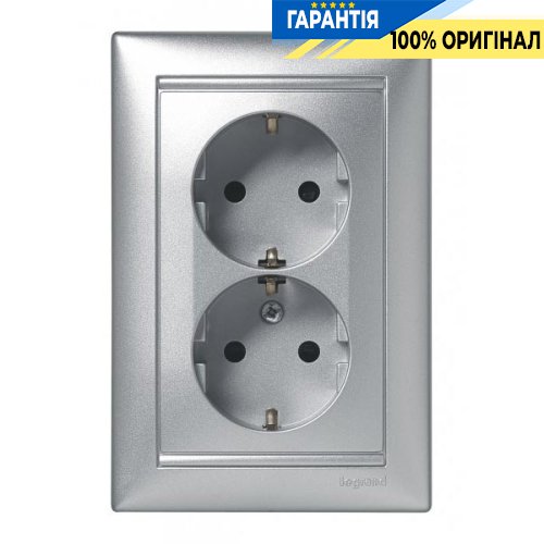 Розетка 2-я с заземляющим контактом Legrand Valena 770100 алюминий