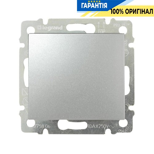 Переключатель 1-клавишный «крест» Legrand Valena 770107, алюминий
