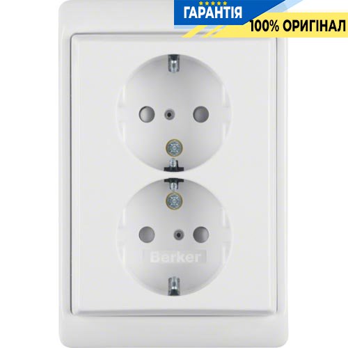 Розетка з з/к і захистом від дітей подвійна, полярно-біла, 16А / 250В Berker ARSYS 47290069