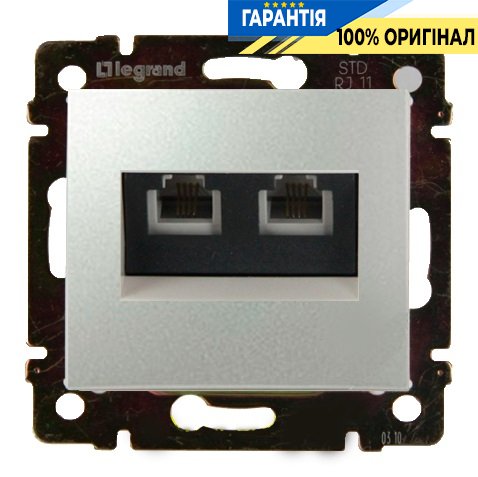 Телефонна розетка 2 виходи RJ11 Legrand Valena 770139, алюміній