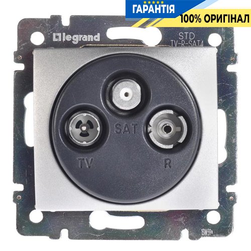 Розетка телевизионная (TV-R-SAT) на 2-отдельных кабеля Valena Legrand 770210, алюминий металлик