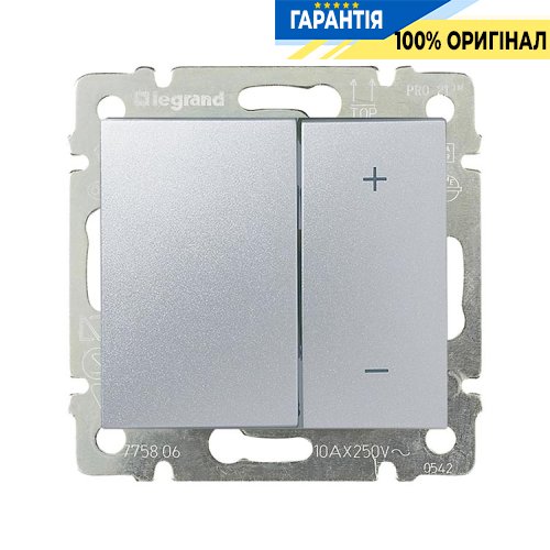 Диммер (светорегулятор) нажимной 40-600 Ватт 770274 Legrand Valena, алюминий