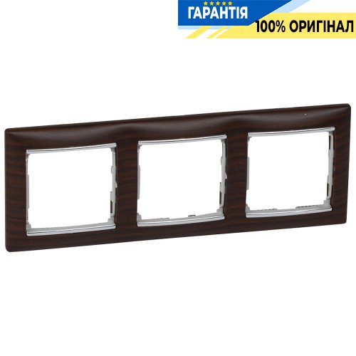Рамка установочная 3-я Legrand Valena 770373, «тёмное дерево/серебро»