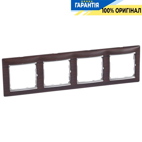 Рамка установочная 4-я Legrand Valena 770374, «тёмное дерево/серебро»