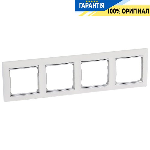 Рамка установочная 4-я Legrand Valena 770494, «белый/серебряный штрих»