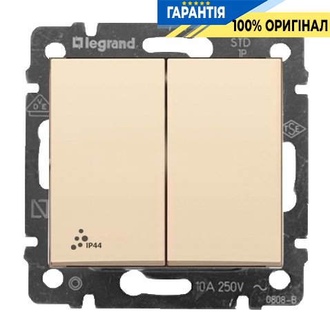 Перемикач 2 клавішний IP-44 Legrand Valena 774198, Слонова кістка