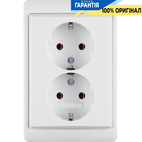 Розетка с з/к двойная, полярно-белая, 16А/250В ARSYS, Berker 47530069
