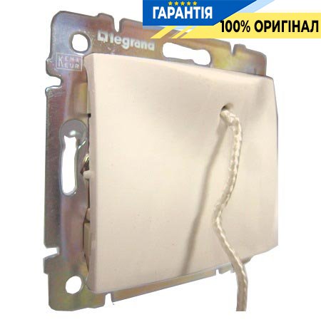 Перемикач 1 клавішний з шнурком (прохідний) Legrand Valena 774319, Cлонова кістка