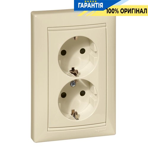 Розетка 2-а з заземлюючим контактом і з шторками Legrand Valena 774371, Слонова кістка