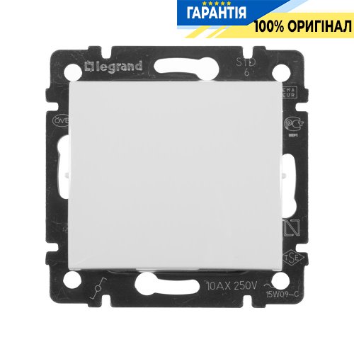 Переключатель 1-клавишный (проходной) Legrand Valena 774406, белый