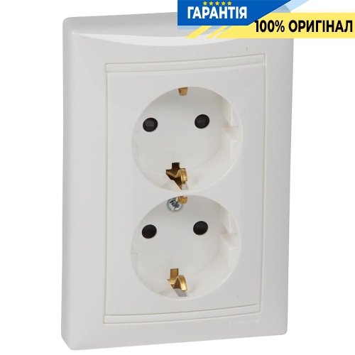 Розетка 2-а з заземлюючим контактом і з шторками Legrand Valena 774427, Білий