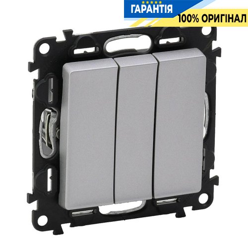 Вимикач 3-кл, Legrand Valena Life 752603, гвинтові клеми, алюміній
