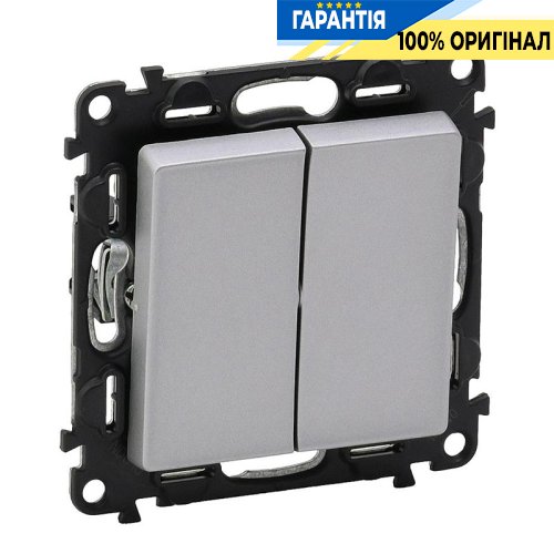 Вимикач 2-кл, Legrand Valena Life 752605, самозатискні клеми, алюміній