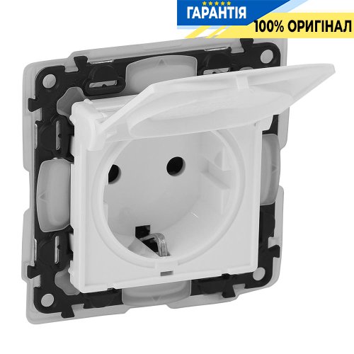 Розетка с заземлением со шторками IP-44, Legrand Valena Life 753119, белый