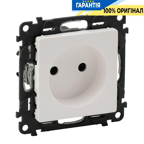 Розетка без заземления со шторками, Legrand Valena Life 753416, самозажимные клеммы, белый