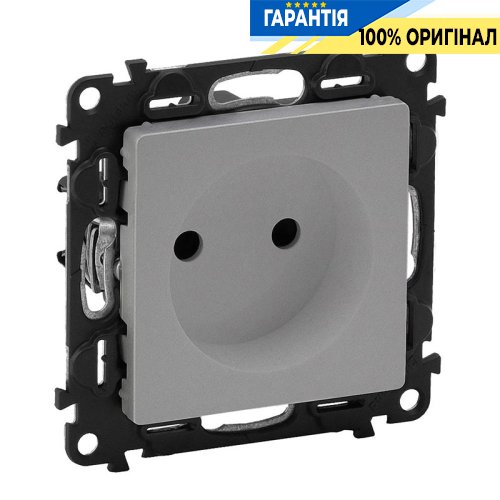 Розетка без заземления со шторками, Legrand Valena Life 753616, самозажимные клеммы, алюминий