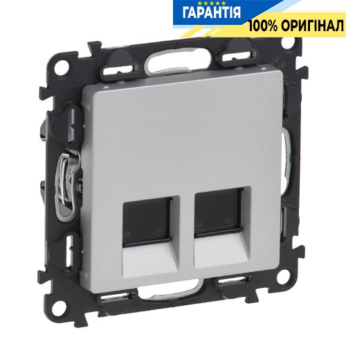 Розетка комп'ютерна подвійна RJ45 UTP 5cat., Legrand Valena Life 753641, алюміній