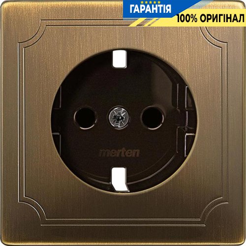 Накладка розетки с з/к и шторками Merten SD MTN2330-4143 античная латунь
