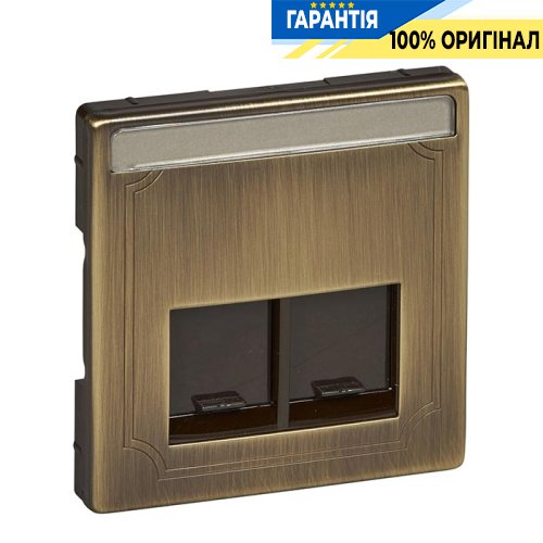 Панель телефонної / комп'ютерної розетки на 2 виходи Merten SD MTN466643 Антична латунь