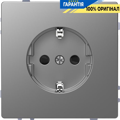 Розетка з/к і шторками D-Life «Нержавіюча сталь» Merten MTN2300-6036