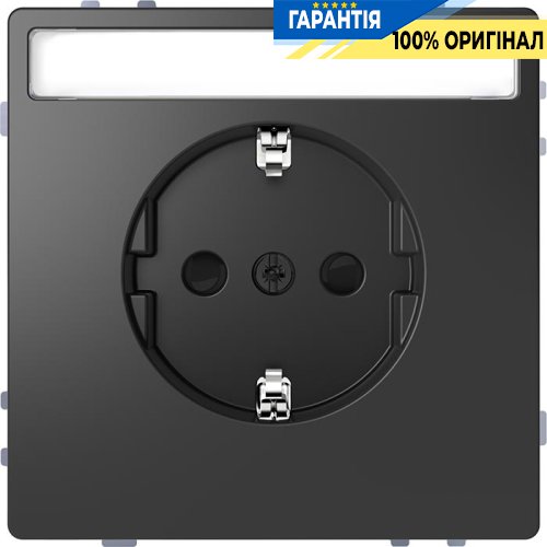 Розетка з/к з полем для напису зі шторками D-Life «Антрацит» Merten MTN2302-6034