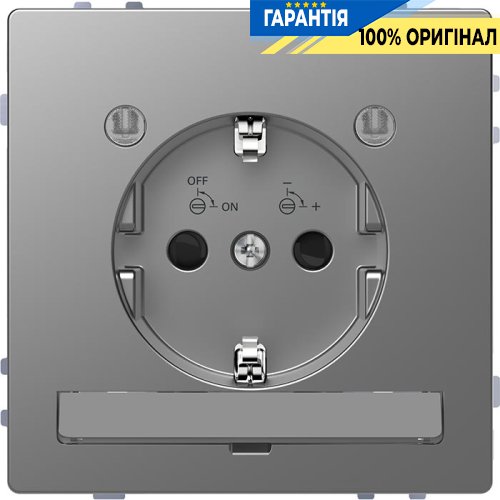 Розетка з з/к і LED модулем D-Life «Нержавіюча сталь» Merten MTN2304-6036