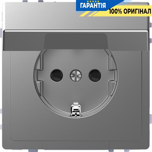Розетка з з/к і кришкою D-Life «Нержавіюча сталь» Merten MTN2310-6036