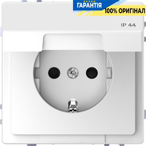 Розетка з з/к і кришкою D-Life IP44 «Білий лотос» Merten MTN2314-6035
