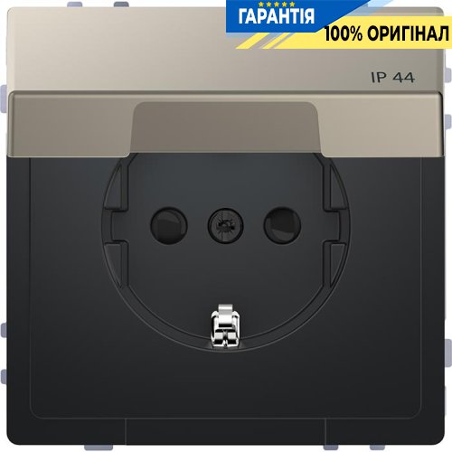 Розетка з з/к і кришкою D-Life IP44 «Нікель» Merten MTN2314-6050