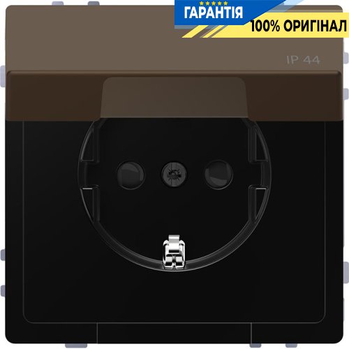 Розетка з з/к і кришкою D-Life IP44 «Мокко» Merten MTN2314-6052