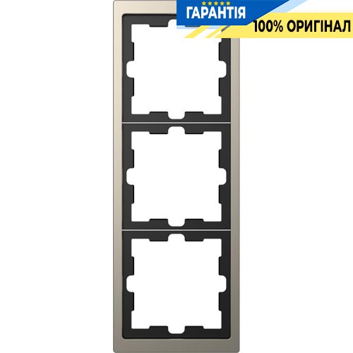 Рамка 3-постовая D-Life «Никель», Merten MTN4030-6550