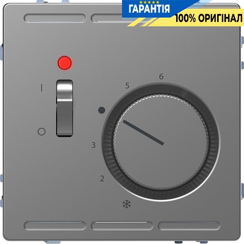Терморегулятор с выкл. D-Life Merten MTN5760-6036 «Нержавеющая сталь»