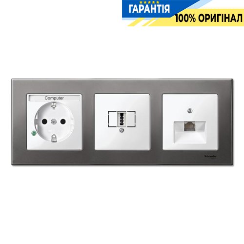 Рамка метал 3-а, «Родій», Merten M-Elegance MTN403314