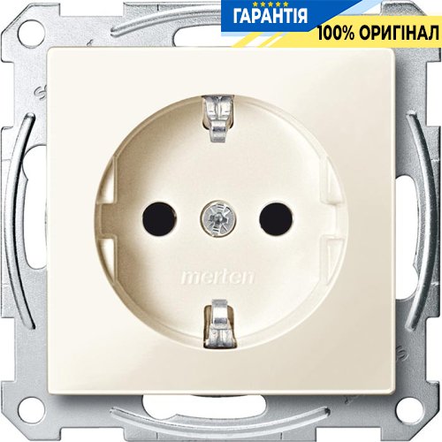 Розетка с з/к с защитными шторками Merten SM MTN2300-0344 бежевый глянец