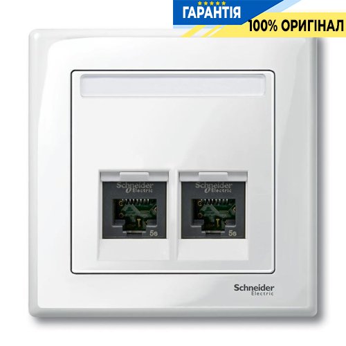 Накладка TF / PC пряма 2-а з захисними шторками Merten SM MTN469619 полярно-білий
