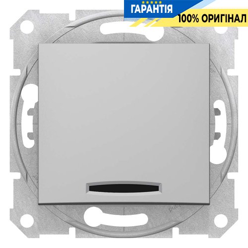 Вимикач 1-кл двополюсний з індикацією (алюміній) Schneider Electric SDN0201160