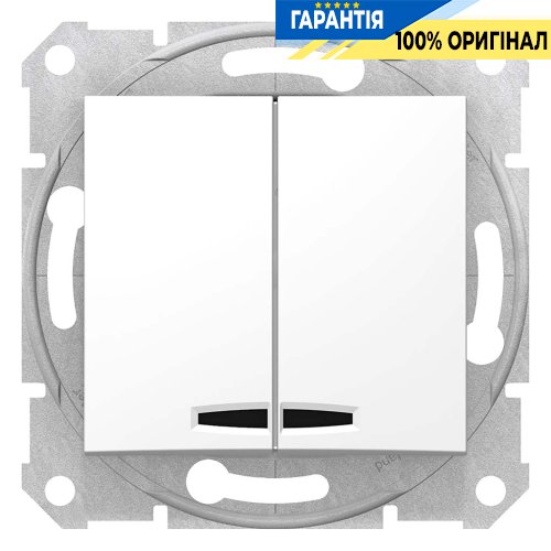 Выключатель 2-кл с подсветкой цвет белый Sedna Schneider Electric SDN0300321
