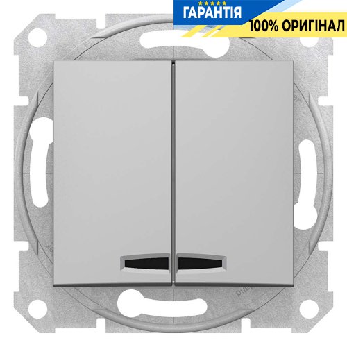 Выключатель 2-кл с подсветкой цвет алюминий Schneider Electric SDN0300360