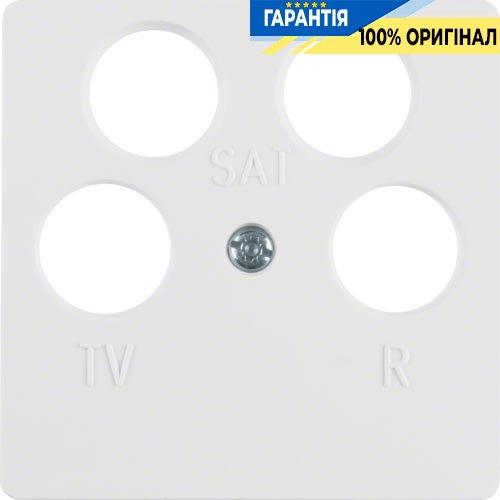 Накладка для антенной розетки 4 отв., пол. белая S.1/K.1/ARSYS Berker 148409