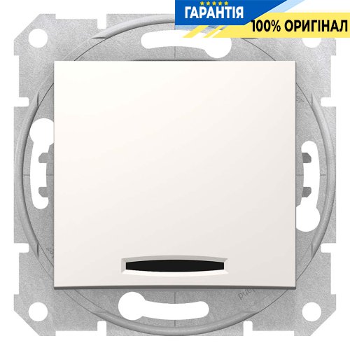 Вимикач 1-кл прохідний з підсвіткою (слонова кістка) Sedna Schneider Electric SDN1500123