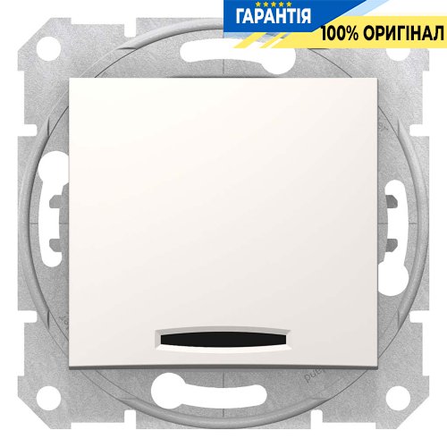 Вимикач 1-кл прохідний з підсвіткою 16 Ампер, (слонова кістка) Sedna Schneider Electric SDN1500223