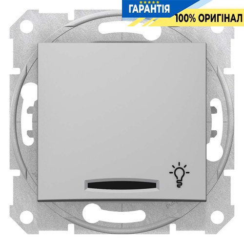 Кнопка "Свет" с подсветкой цвет алюминий Schneider Electric SDN1800160