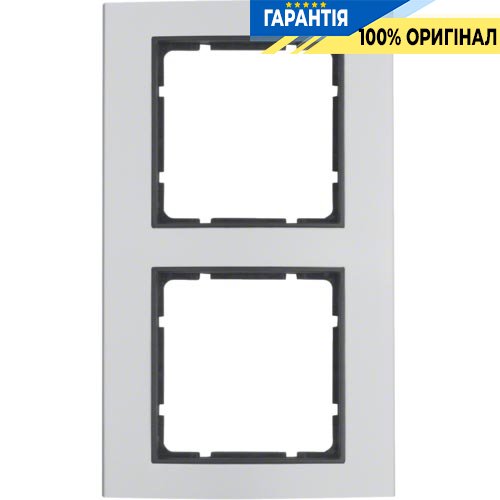 Рамка 2-а коллекция B.3, цвет «алюминий/антрацит», Berker 10123004