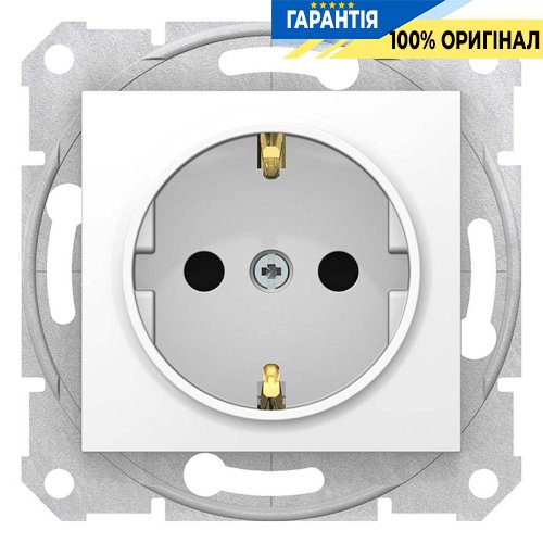 Розетка с з/к со шторками цвет белый Sedna Schneider Electric SDN3000121
