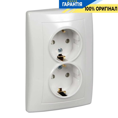 Розетка з з/к 2-а зі шторками (білий) Sedna Schneider Electric SDN3000421